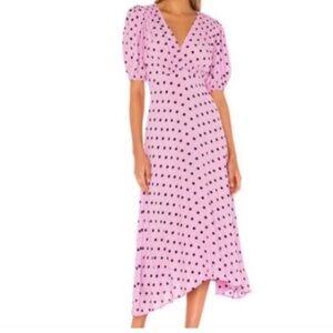 Faithfull the Brand Pink and Black Midi Dress